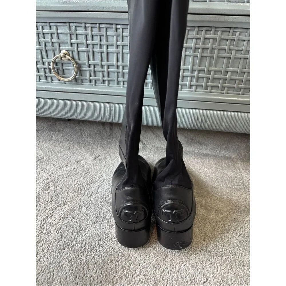 Tory Burch Caitlin Stretch Boots Sz 8.5 Black, $495